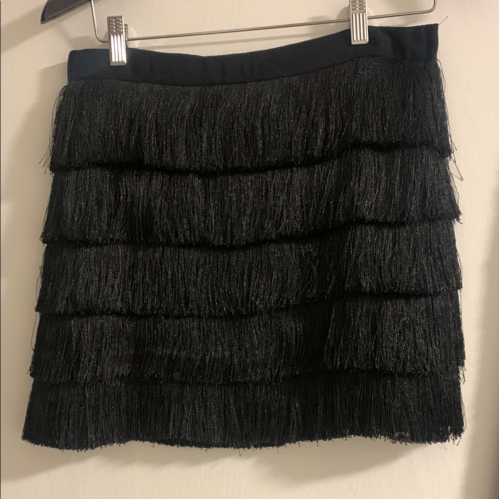 Club Monaco Black Fringe Skirt